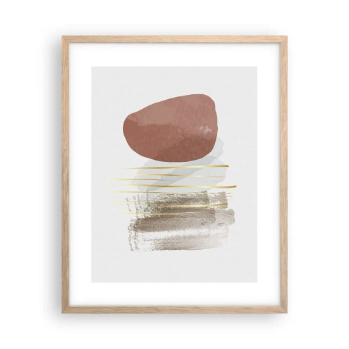 Plakat i ramme af lyst egetræ - Abstrakt kolonnade - 40x50 cm