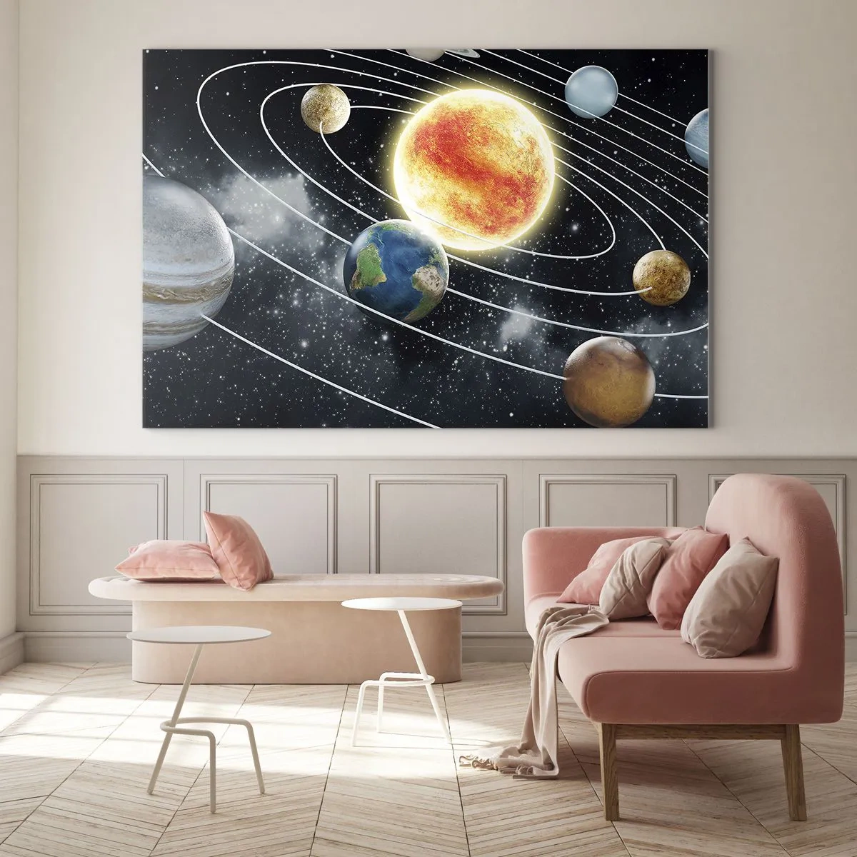 Billede på glas - Kosmisk dans - 120x80 cm