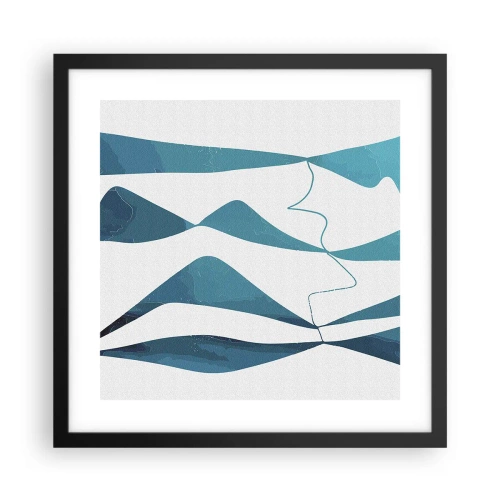 Plakat i sort ramme - Abstraktion: en turkis sammensætning - 40x40 cm