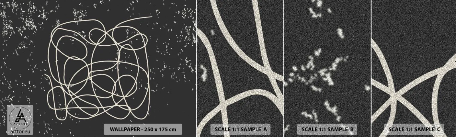 Prøve Fototapet Premium Sand - Vandrende tanker - Abstraktion, Grafik, Stykke - 100x30 cm