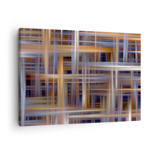 Lærredstryk - Billede på lærred - Abstrakte geometriske mønstre i pastelfarver - 70x50cm - Vævet af lys - Moderne vægdekoration til stue og soveværelse ARTTOR