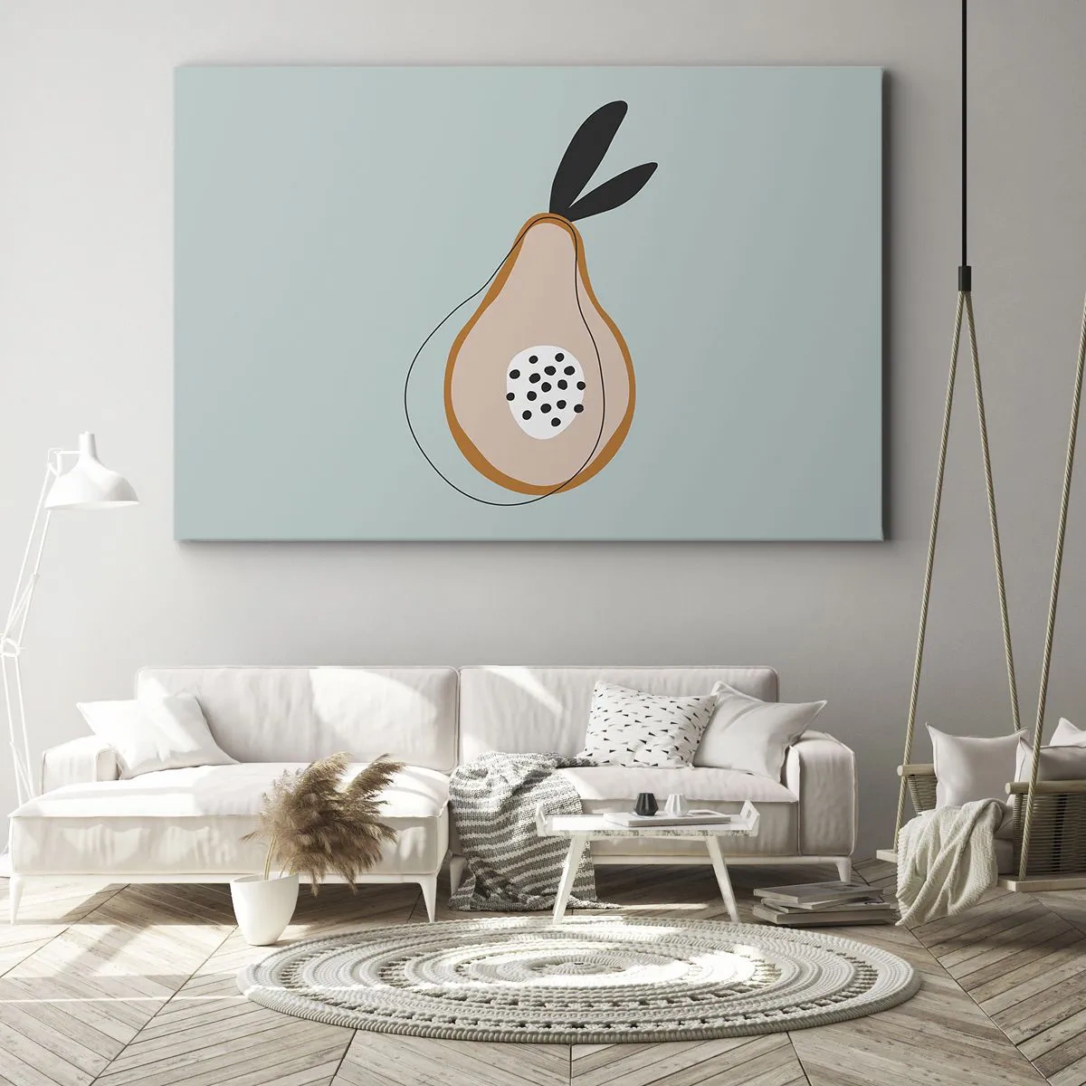 Lærredstryk - Billede på lærred - Abstrakt pære på en lys baggrund - 70x50cm - Trænge ind i tingenes natur - Moderne vægdekoration til stue og soveværelse ARTTOR