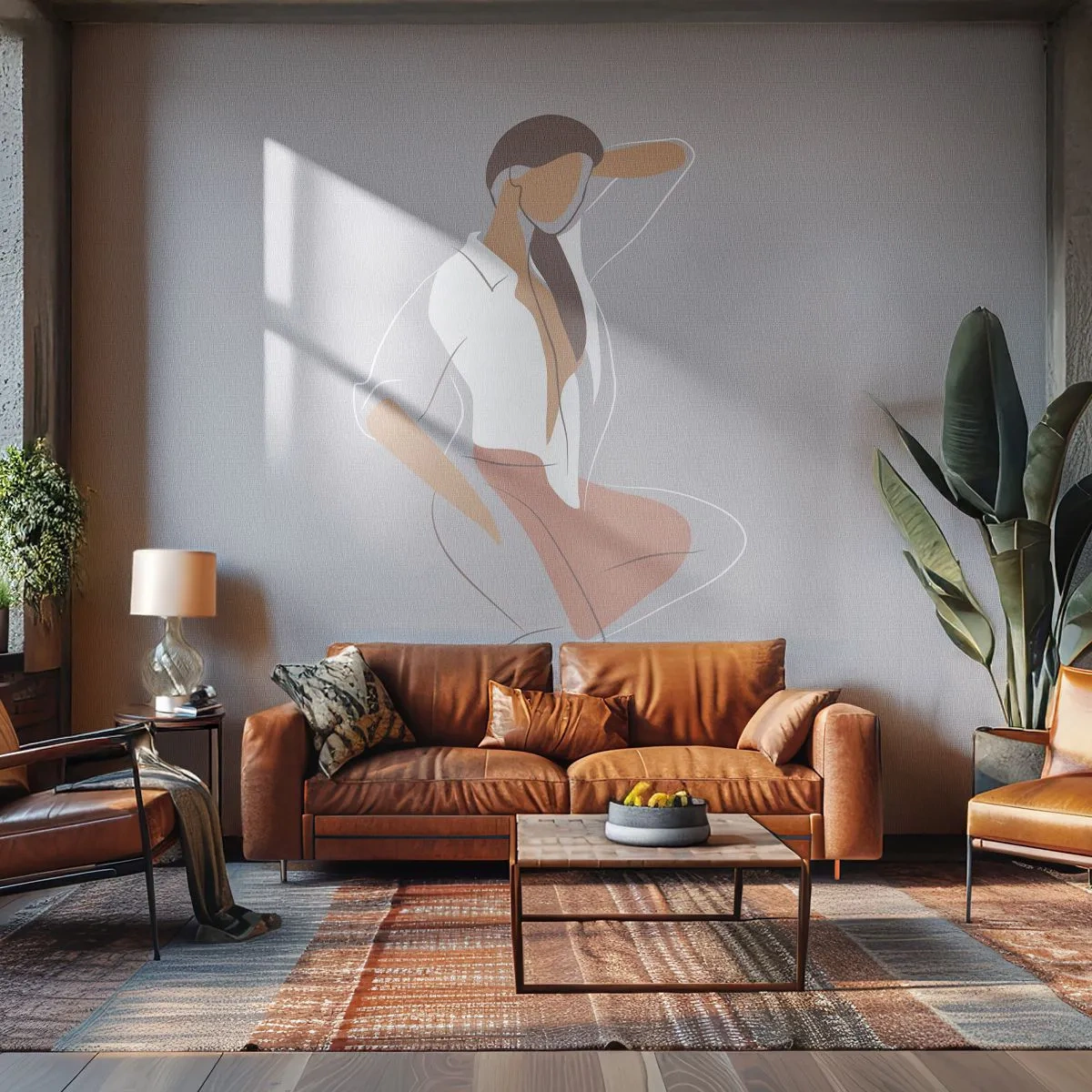 Fototapet Premium Canvas - Omrids af nåde - Kvinde, Grafik, Model - 300x210 cm