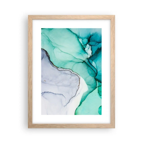 Plakat i ramme af lyst egetræ - Undersøgelse i turkis - 30x40 cm