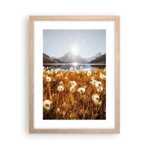 Plakat i ramme af lyst egetræ - Hårdhed af sten, blødhed af græs - 30x40 cm