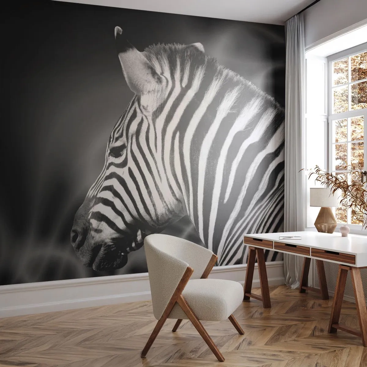 Fototapet Standard Eco - Hvid er hvid og sort er sort - Ribben, Sort og hvid, Dyr - 400x280 cm