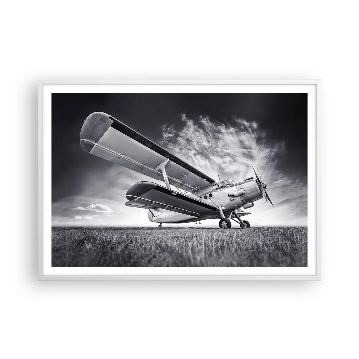 Plakat i hvid ramme - Den bevingede vandringsmand - 100x70 cm