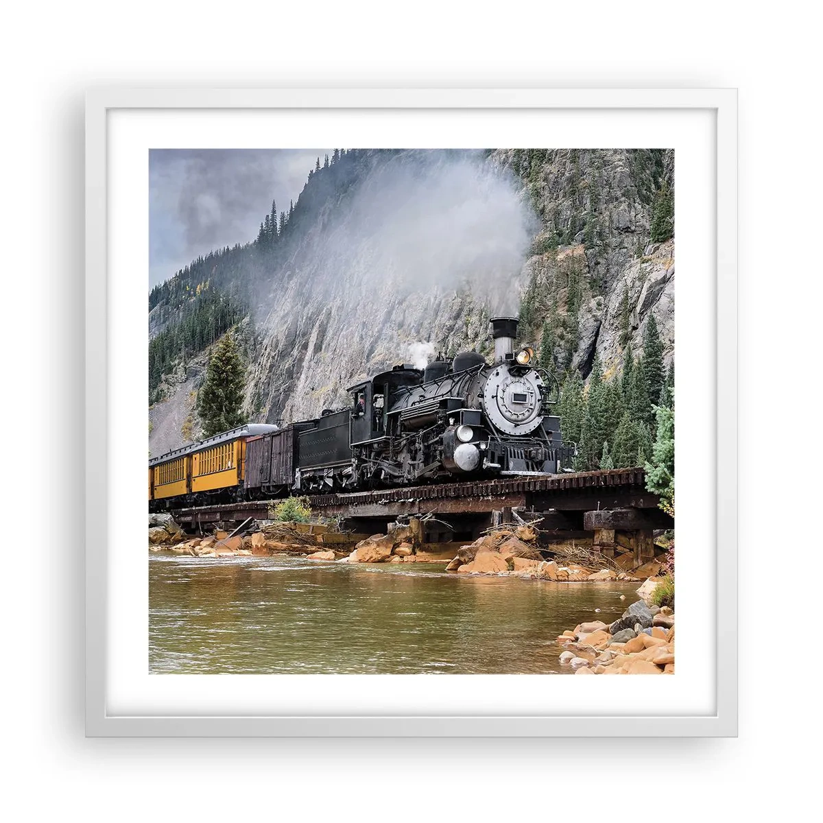 Plakat i hvid ramme - Og hvorhen? Hvorhen? - 50x50 cm