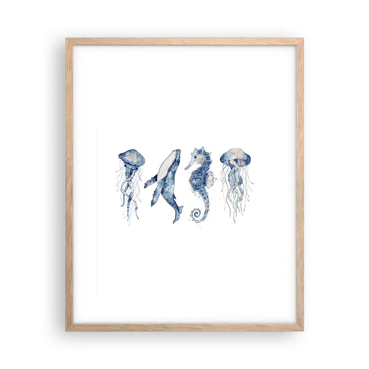 Plakat i ramme af lyst egetræ - Havets vidundere - 40x50 cm