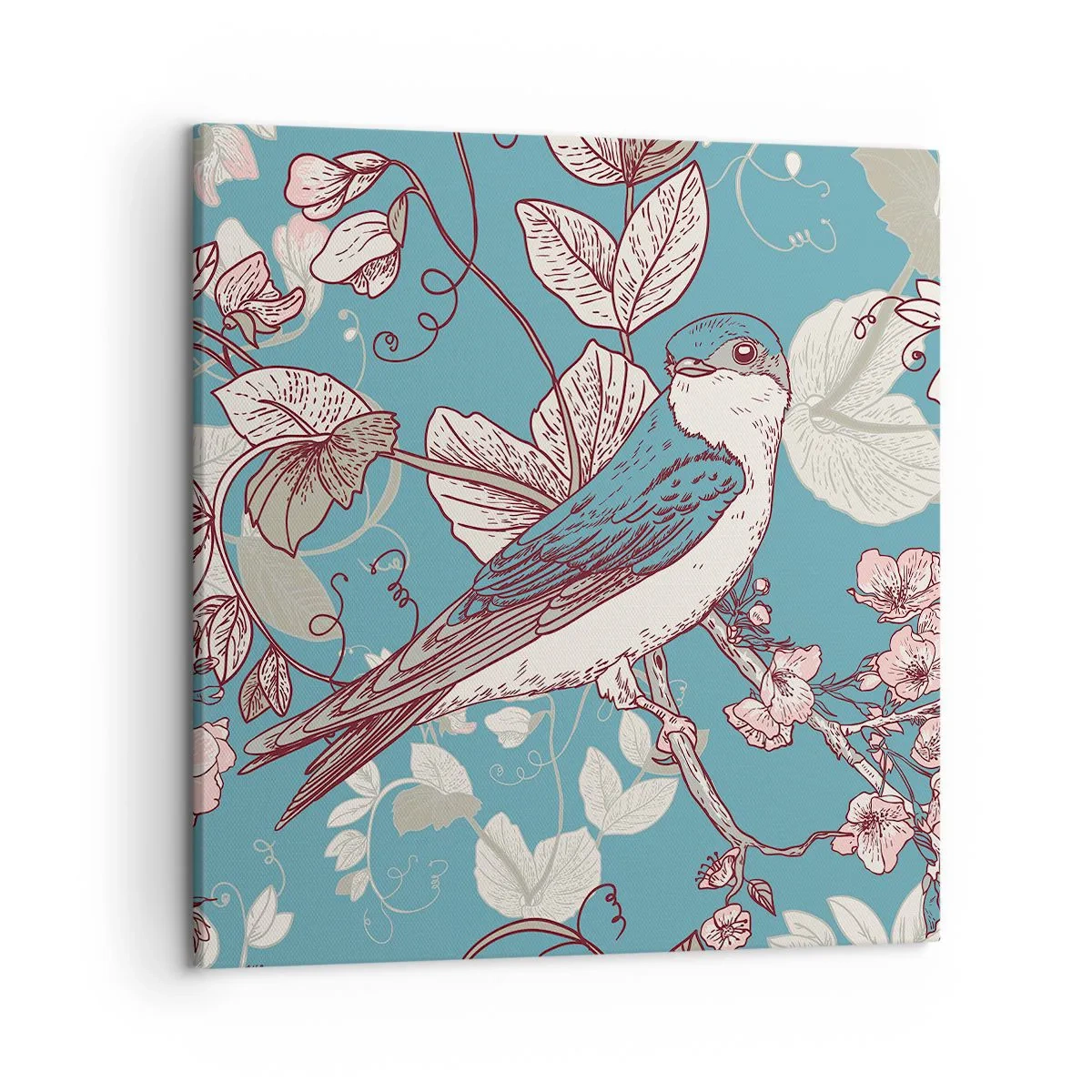 Lærredstryk - Billede på lærred - I de hvide skove kvidrende og sølvfarvede - 50x50 cm