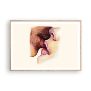 Plakat i ramme af lyst egetræ - Som nat og dag, jord og himmel - 100x70 cm