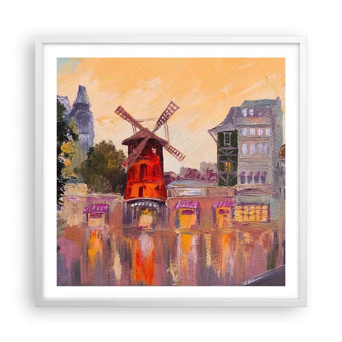Plakat i hvid ramme - Parisiske ikoner - Moulin Rouge - 60x60 cm