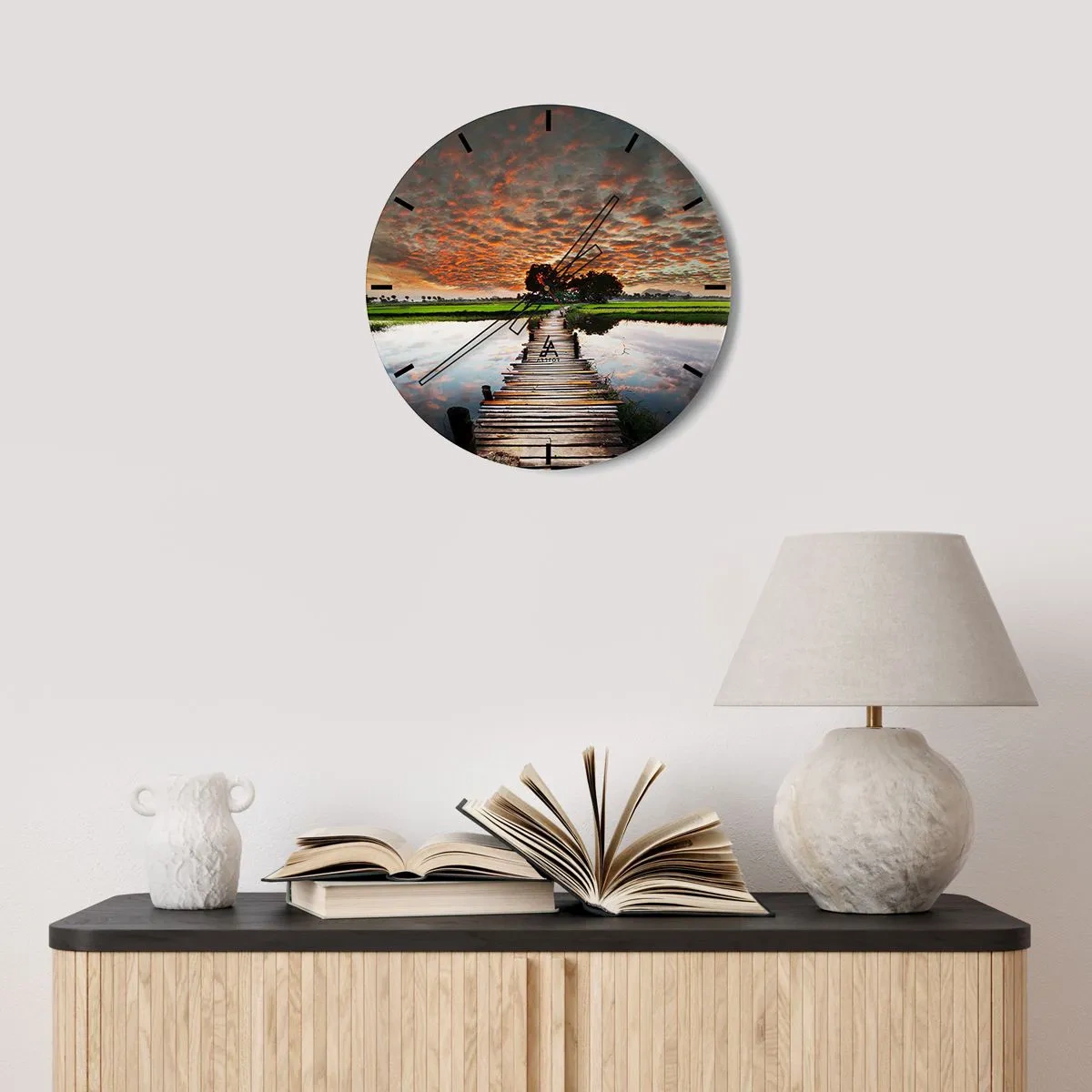 Vægur, Uret - Spred armene – træk vejret  - 40x40 cm