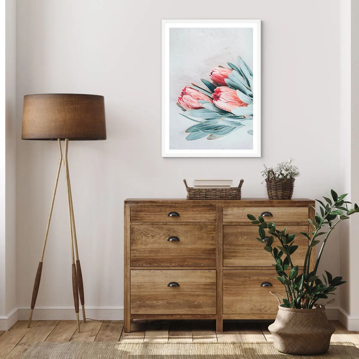 Plakat i hvid ramme - Skammer sig over deres egen skønhed - 40x50 cm