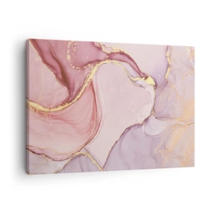 Lærredstryk - Billede på lærred - Delikate abstrakte mønstre i nuancer af lyserød og guld - 70x50cm - Et kærtegn af farver - Moderne vægdekoration til stue og soveværelse ARTTOR