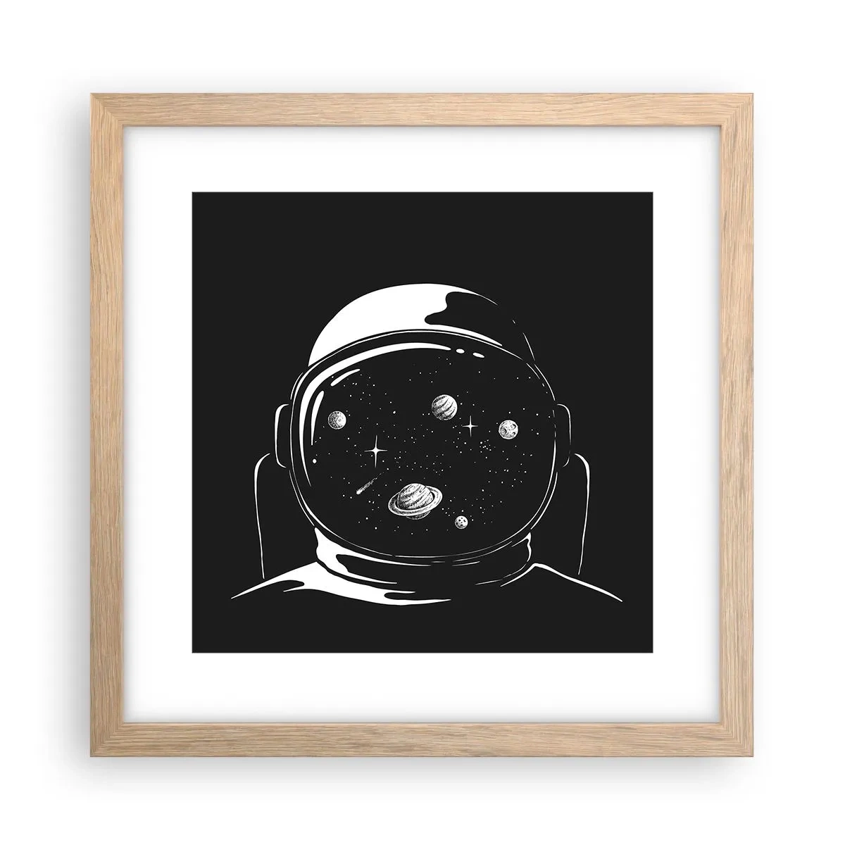 Plakat i ramme af lyst egetræ - Flot udsigt - 30x30 cm