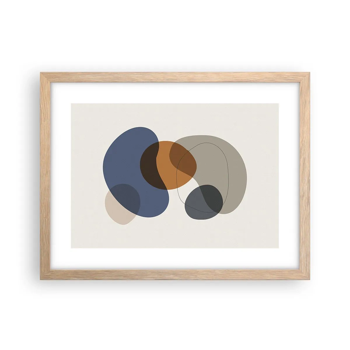 Plakat i ramme af lyst egetræ - Dråber af farve - 40x30 cm