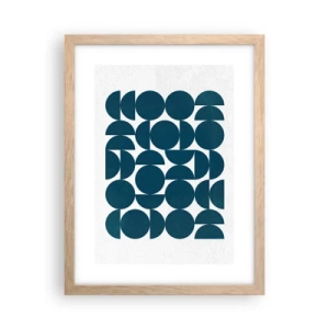 Plakat i ramme af lyst egetræ - Cirkler og halvcirkler - 30x40 cm