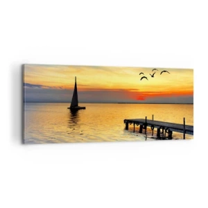 Lærredstryk - Billede på lærred - Returnering om aftenen - 100x40 cm