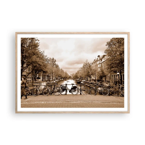 Plakat i ramme af lyst egetræ - Hollandsk atmosfære - 100x70 cm