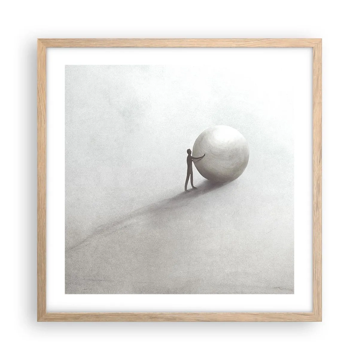 Plakat i ramme af lyst egetræ - Livets spil - 50x50 cm