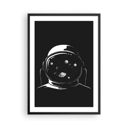 Plakat i sort ramme - Astronaut med rummet spejlet i sin hjelm - 50x70cm - Flot udsigt - Moderne vægdekoration til stue og soveværelse ARTTOR