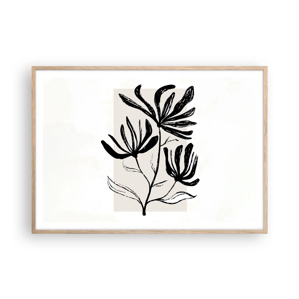 Plakat i ramme af lyst egetræ - Skitse til et herbarium - 100x70 cm