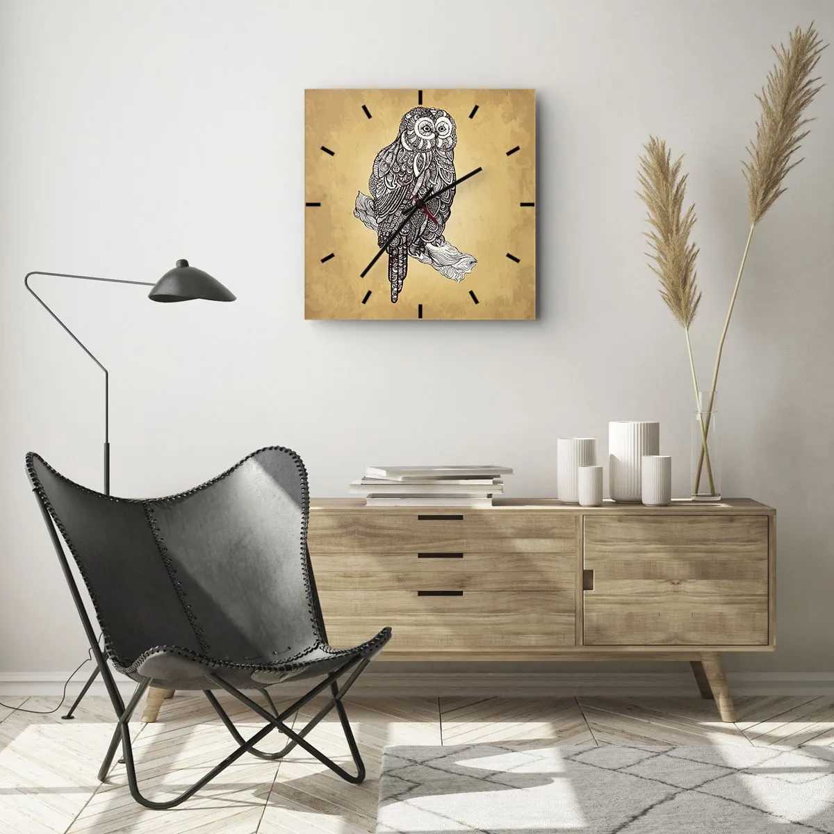 Vægur, Uret - Indviklede ornamenter af visdom - 30x30 cm