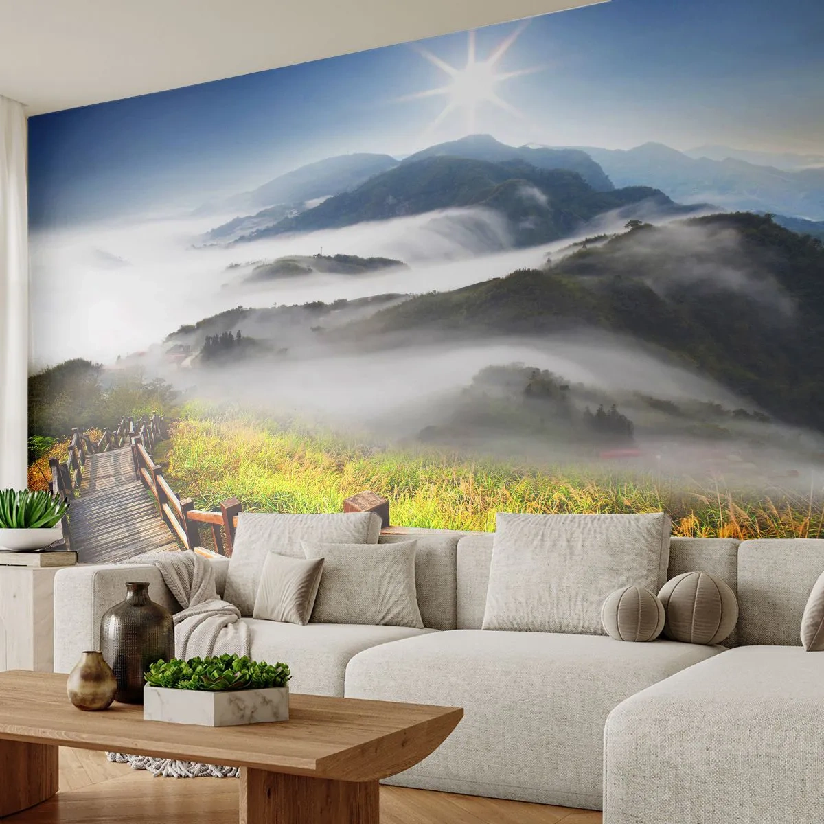 Fototapet Premium Sand - Vævet mod blænding og tåge - Landskab, Bjerge, Nationalpark - 100x70 cm