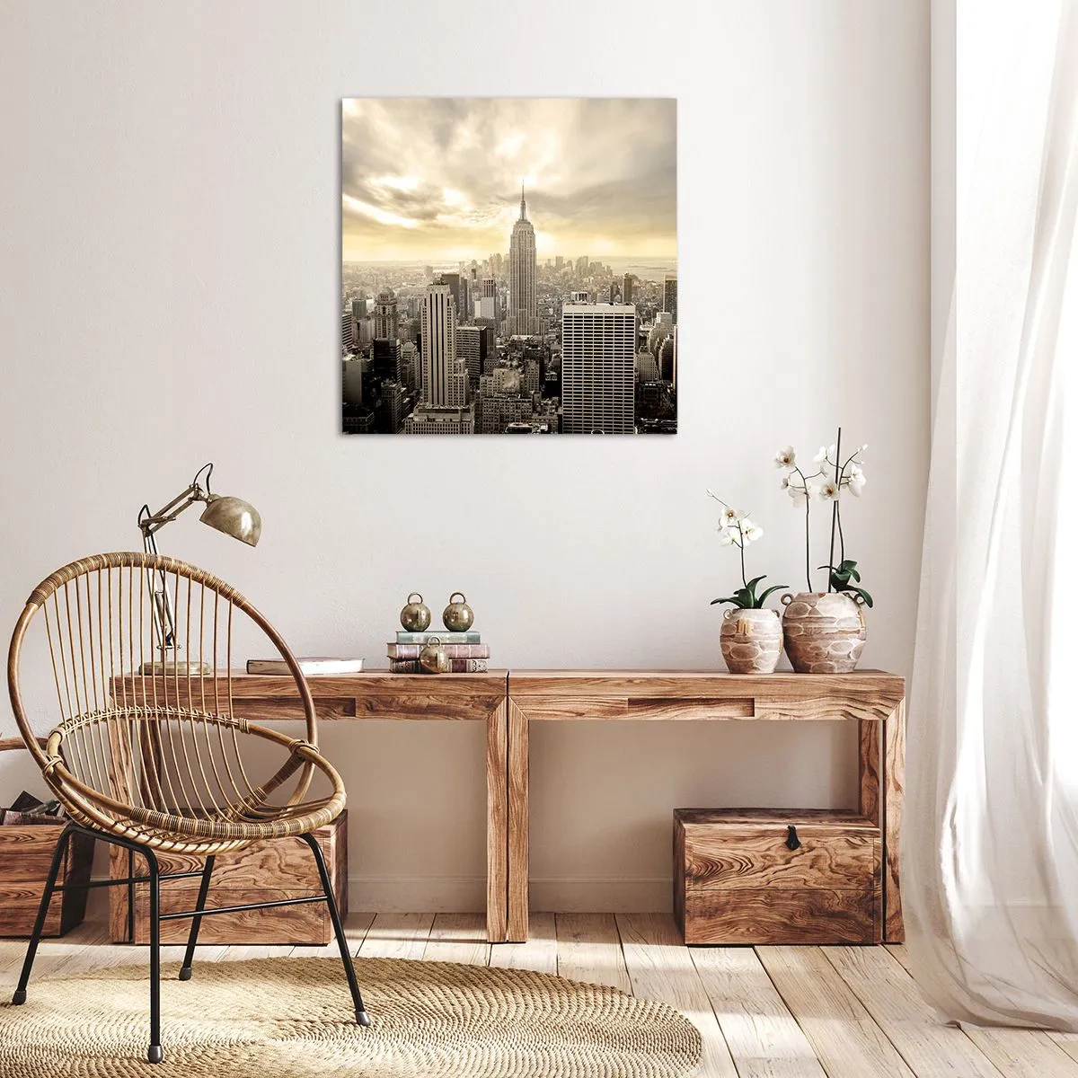 Lærredstryk - Billede på lærred - New York vævet af grå - 60x60 cm