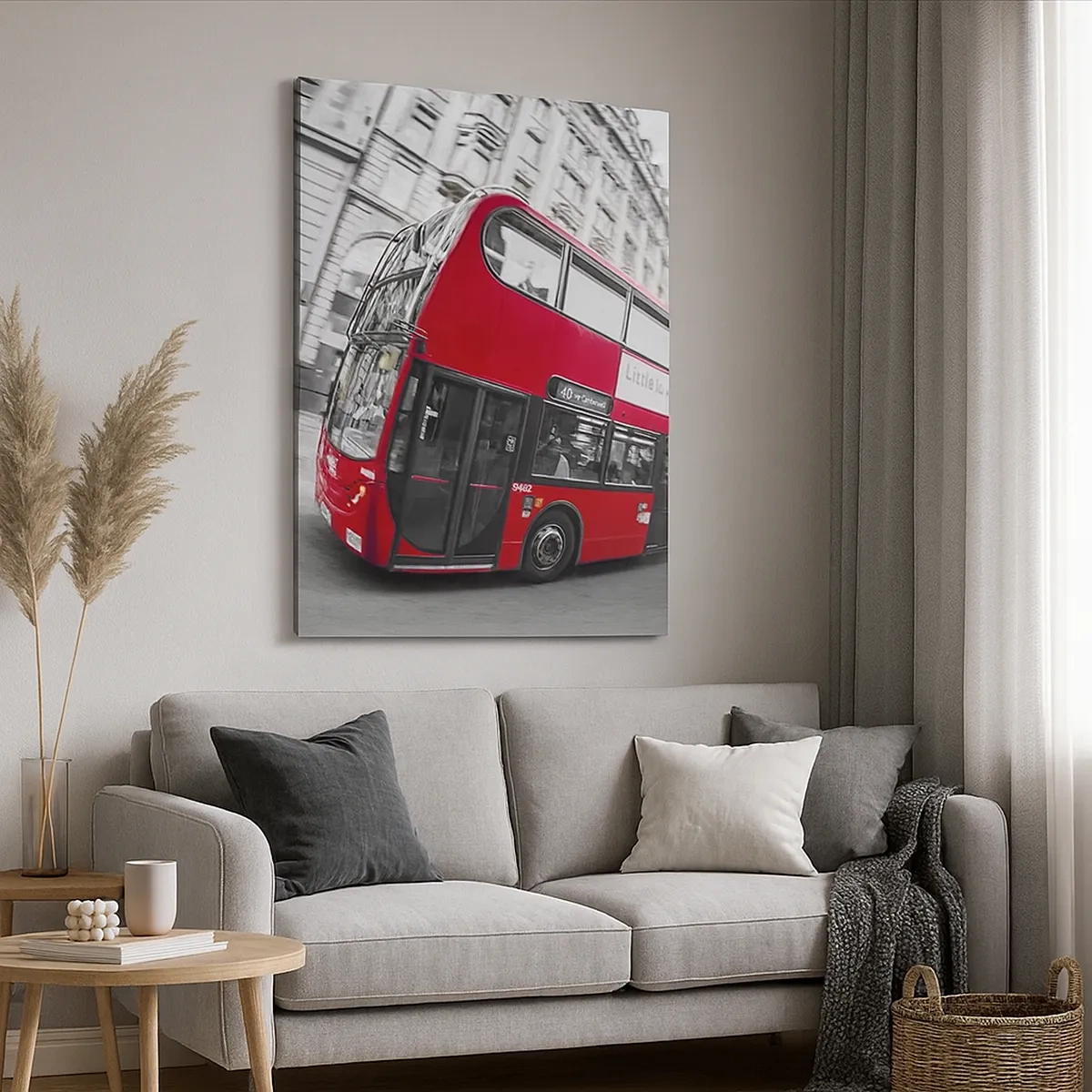 Lærredstryk - Billede på lærred - London traditionelt - by bus - 50x70 cm