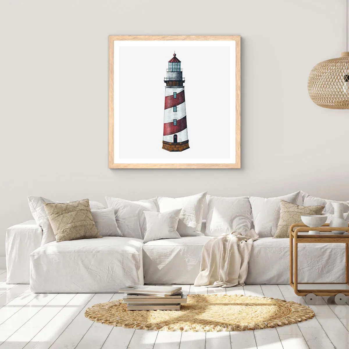 Plakat i ramme af lyst egetræ - Altid på vagt - 60x60 cm