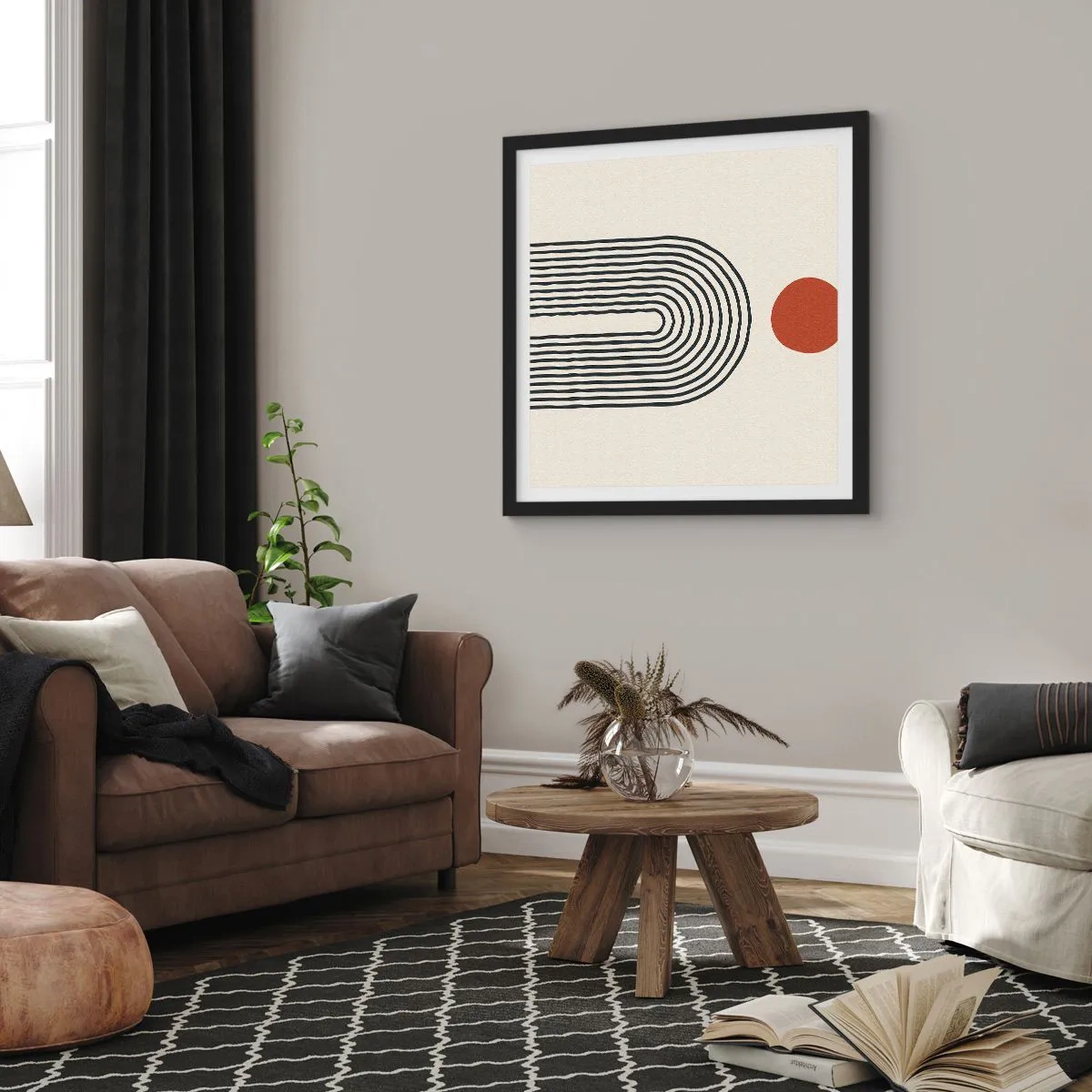Plakat i sort ramme - Magnetisme af former og farver - 30x30 cm