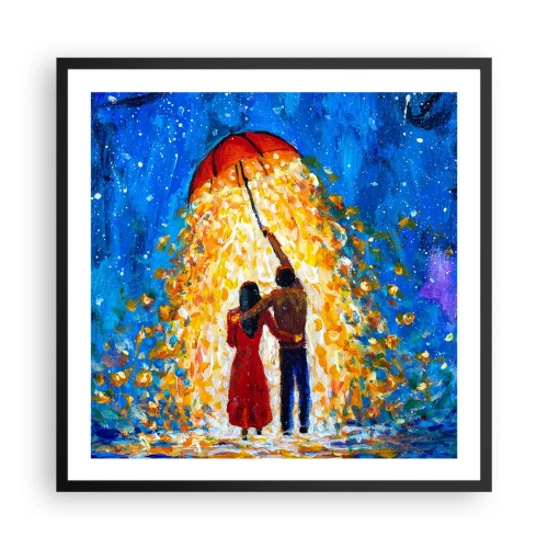 Plakat i sort ramme - Magien ved en regnfuld aften? - 60x60 cm