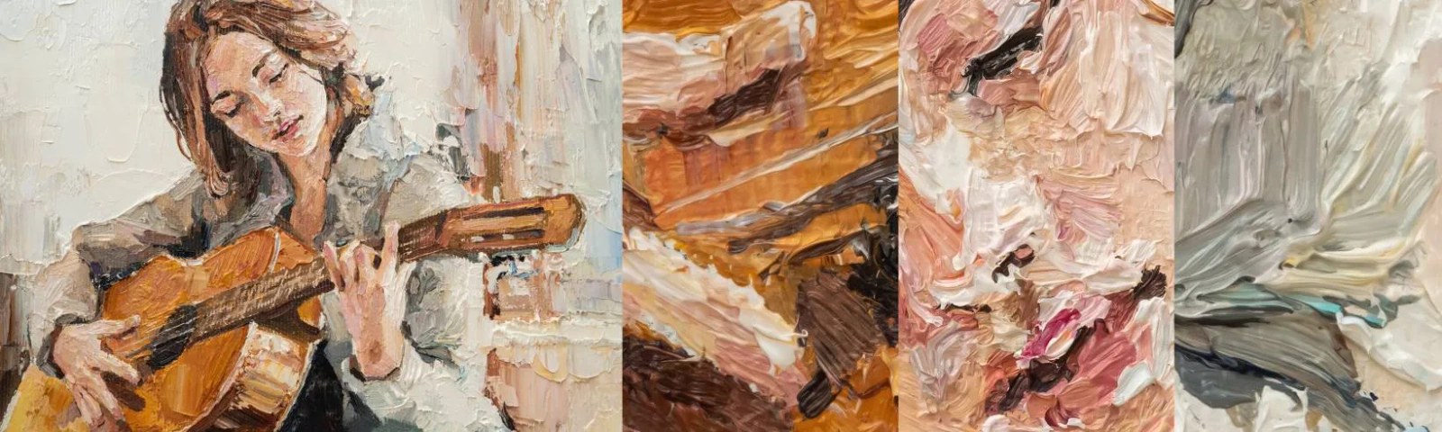 Prøve Fototapet Selvklæbende Deluxe Sticker - Koncert for guitar og et pigehjerte - Guitar, musik, Pige - 100x30 cm