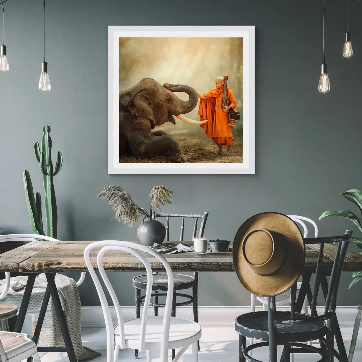 Plakat i hvid ramme - Møde på ferien - 60x60 cm