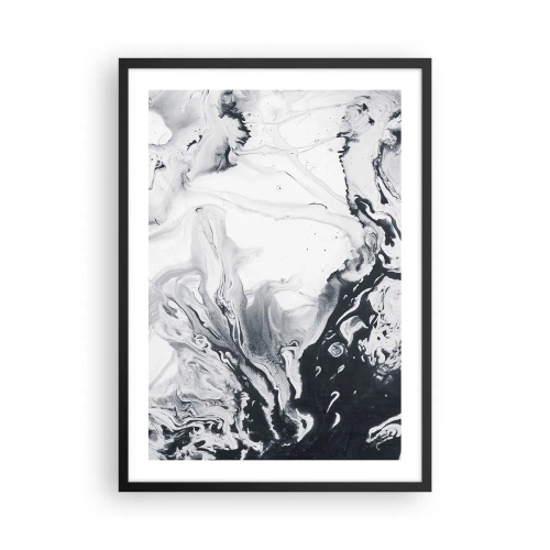 Plakat i sort ramme - Abstrakte sort-hvide mønstre - 50x70cm - Jordens indre - Moderne vægdekoration til stue og soveværelse ARTTOR