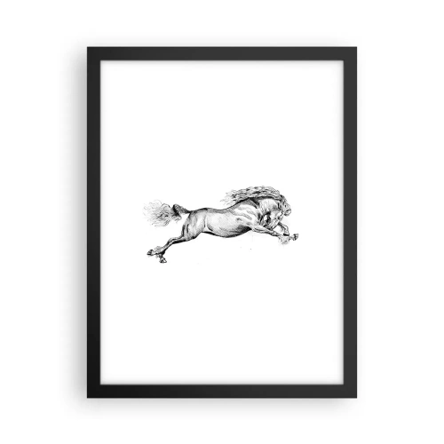 Plakat i sort ramme - Stoppet i galop - 30x40 cm