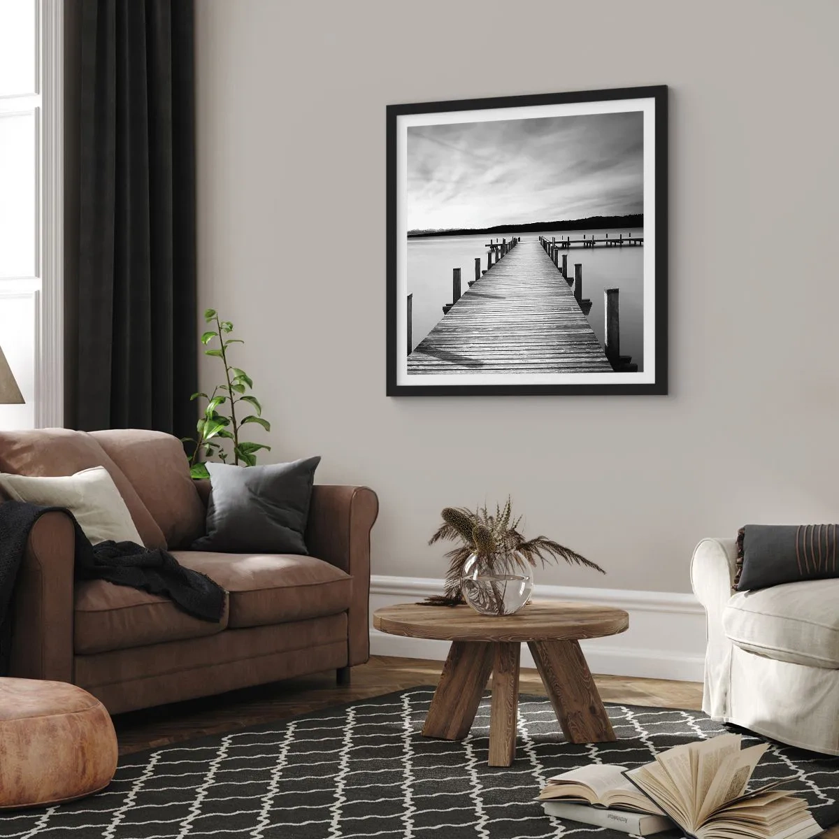 Plakat i sort ramme - På vandhullet - fred - 30x30 cm