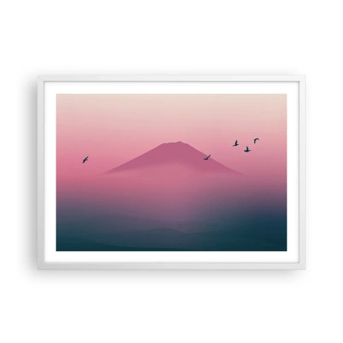 Plakat i hvid ramme - Vandrer over skyerne - 70x50 cm