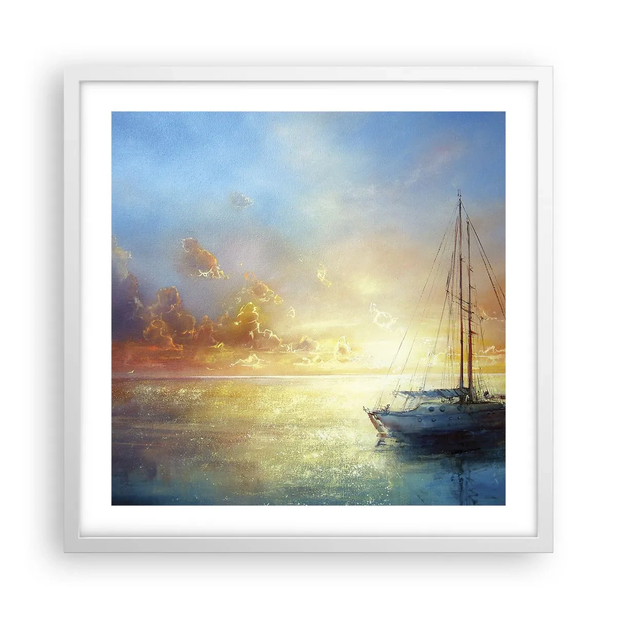 Plakat i hvid ramme - I en gylden bugt - 50x50 cm