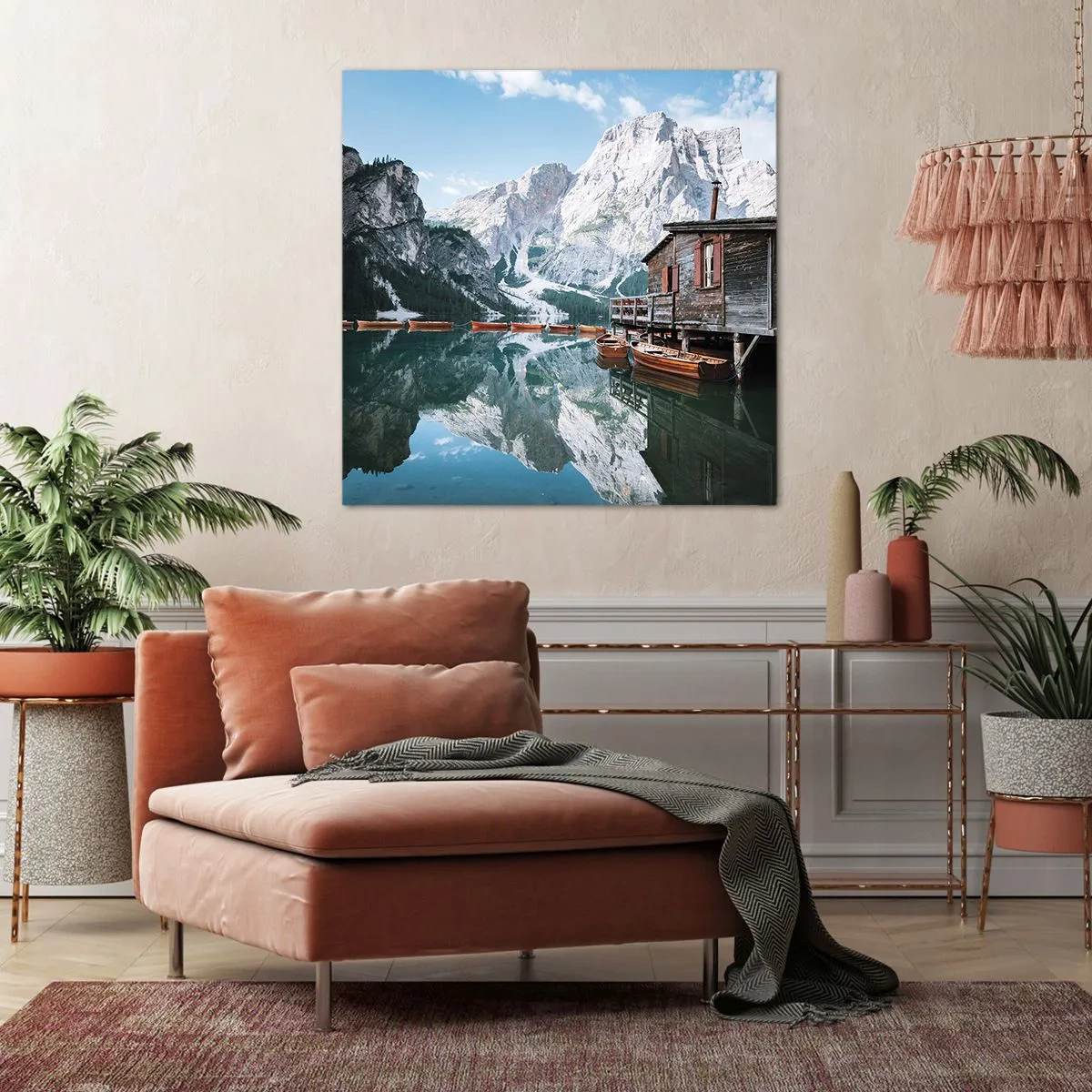 Lærredstryk - Billede på lærred - Krystalklar bjergmorgen - 70x70 cm