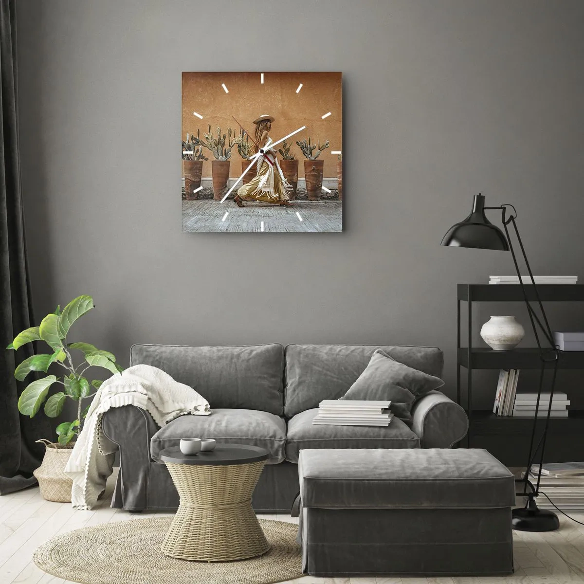 Vægur, Uret - I en hippieagtig stil - 40x40 cm