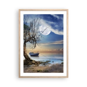 Plakat i ramme af lyst egetræ - Er dette enden eller begyndelsen? - 50x70 cm