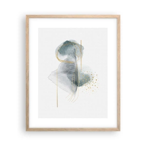 Plakat i ramme af lyst egetræ - Om forholdet mellem grå og guld - 40x50 cm