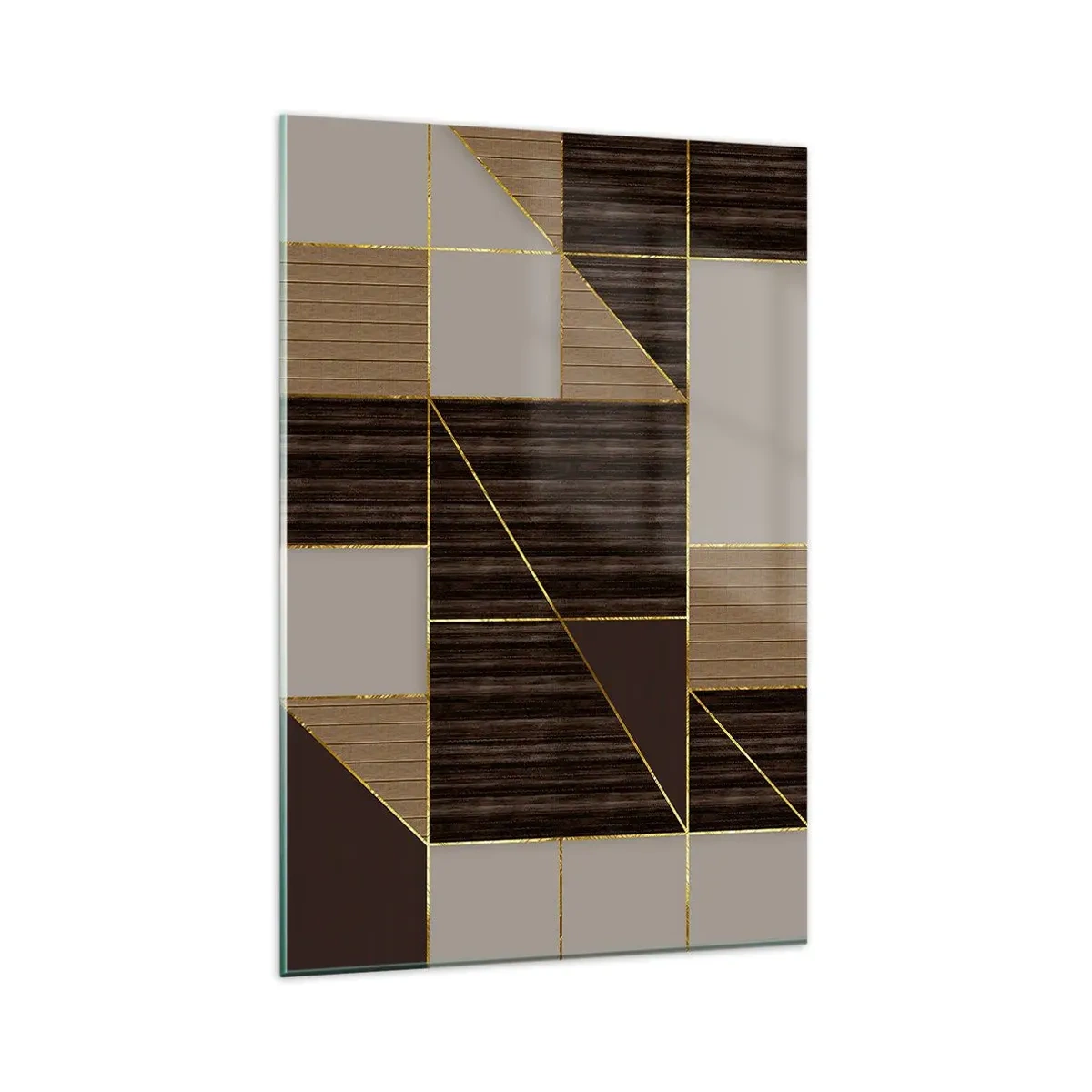 Billede på glas - En mosaik af brune og gyldne farver - 80x120 cm