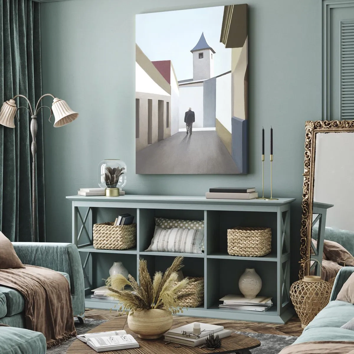 Lærredstryk - Billede på lærred - Solrig gåtur - 45x80 cm