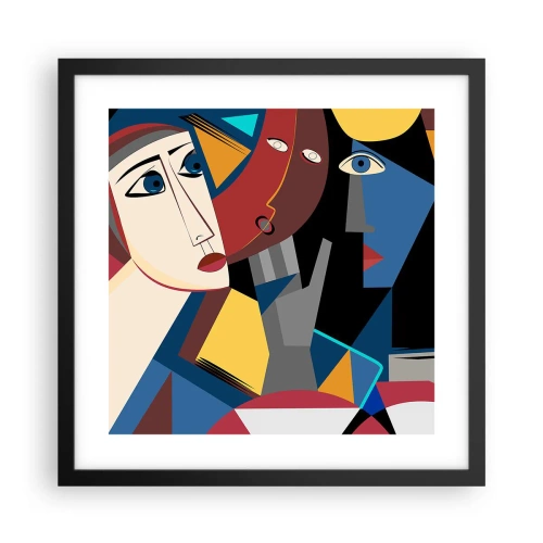 Plakat i sort ramme - Kubistisk samtale - 40x40 cm
