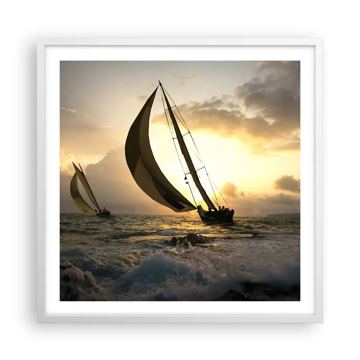 Plakat i hvid ramme - I medvind og modvind - 60x60 cm