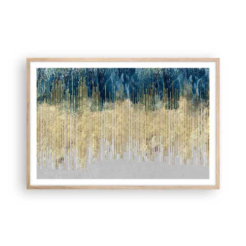 Plakat i ramme af lyst egetræ - Forgyldt grænse - 91x61 cm